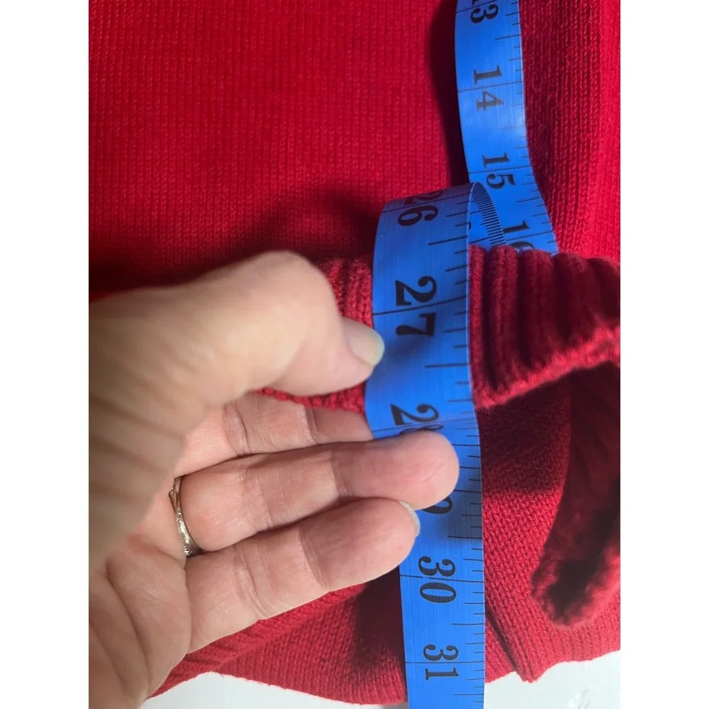 Quarter Zip Mock Neck Sweater Red Tommy Hilfiger Mens Pullover  Preppy M